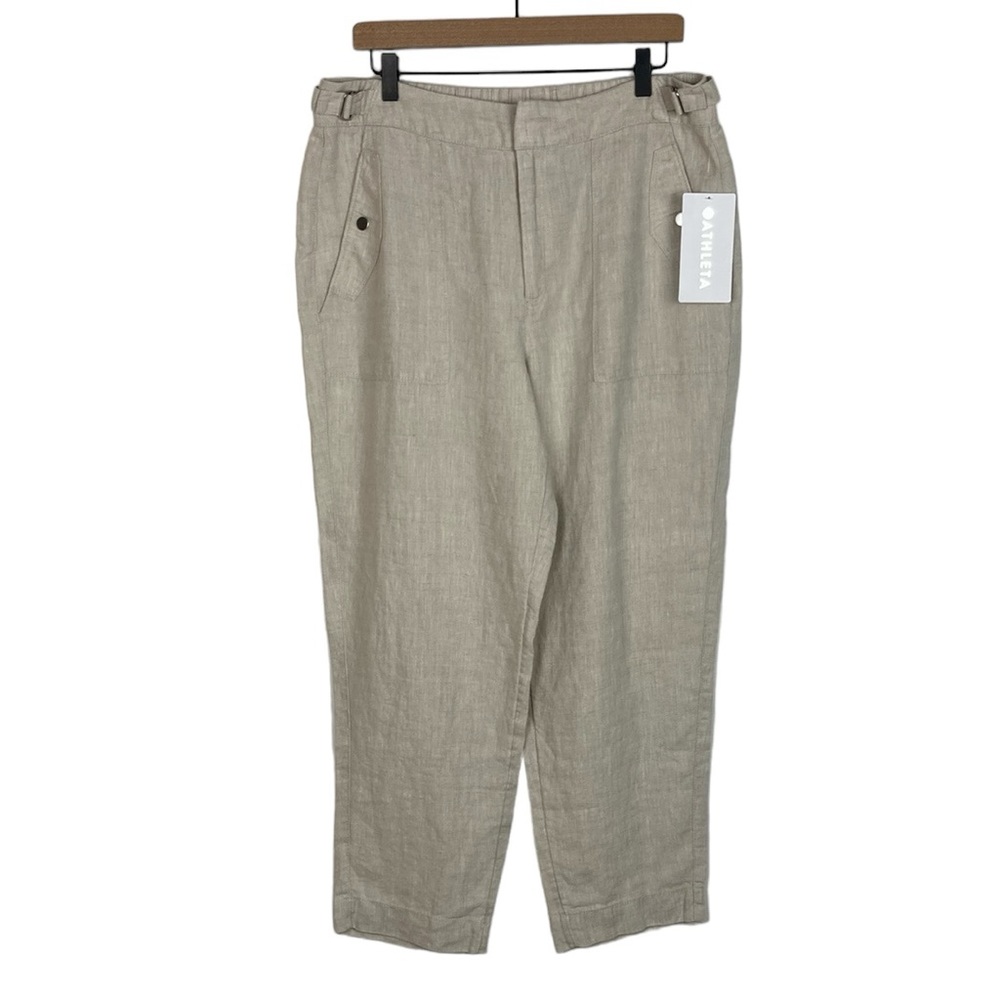 NEW Athleta Voyager Linen Beige Ankle Pant